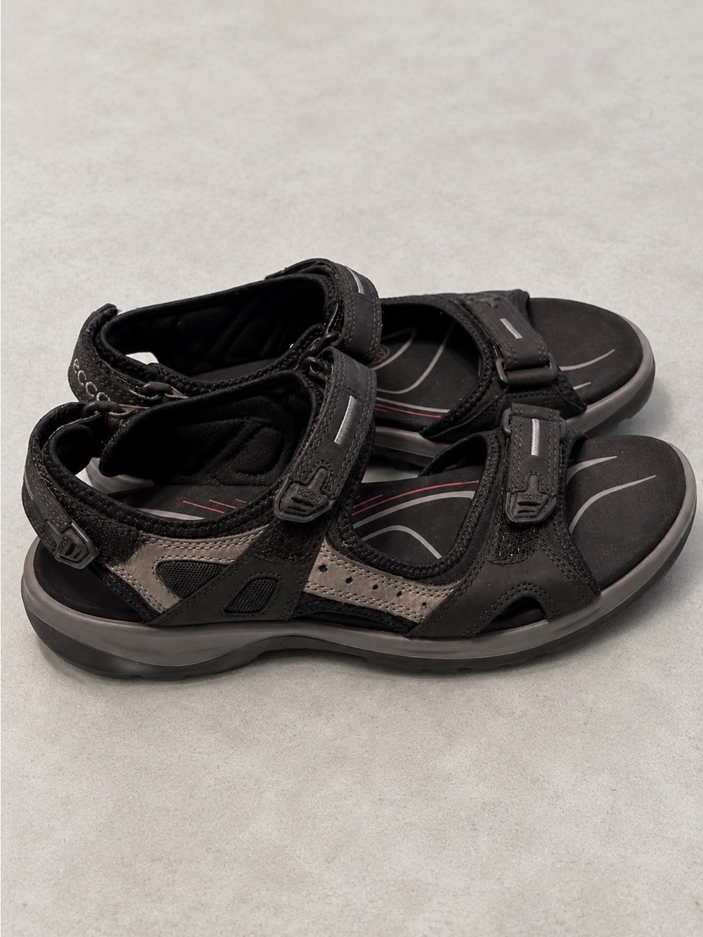 Ecco Womens Yucatan Sandals Size 9 Black Adjustable Hiking Sport Shoes Active